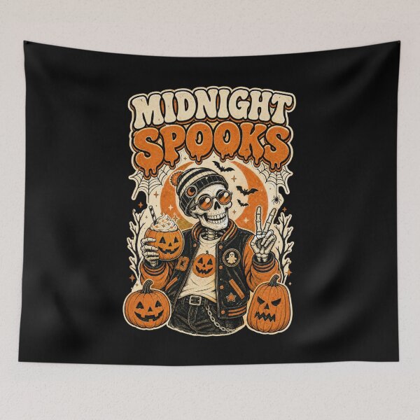 Item preview, Retro Halloween Skeleton - Midnight Spooks  designed and sold by Graphic Vibe Designs.
