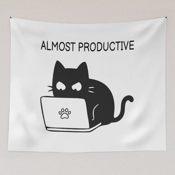 Item preview, almost productive funny black cat designed and sold by ToddLouis61.