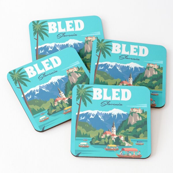 Item preview, Lake Bled Slovenia Travel Poster | Island Church & Alpine Lake Illustration | Scenic Wall Art designed and sold by Witsprings.
