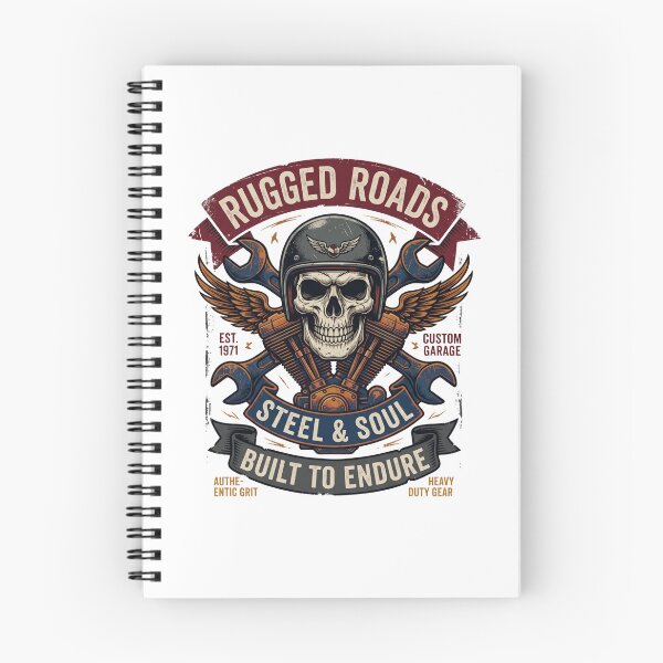 Item preview, Rugged Roads Steel & Soul - Vintage Biker Skull Garage designed and sold by rich-moda.