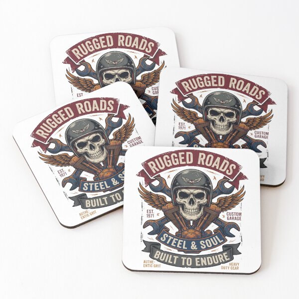 Item preview, Rugged Roads Steel & Soul - Vintage Biker Skull Garage designed and sold by rich-moda.
