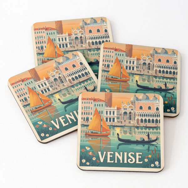 Item preview, Venice Italy Vintage Travel Poster | Gondola & St Mark’s Square Illustration | Retro Wall Art designed and sold by Witsprings.