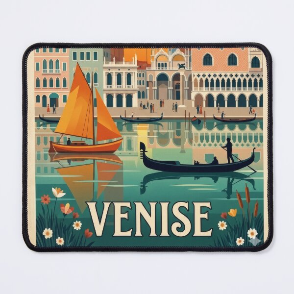 Item preview, Venice Italy Vintage Travel Poster | Gondola & St Mark’s Square Illustration | Retro Wall Art designed and sold by Witsprings.