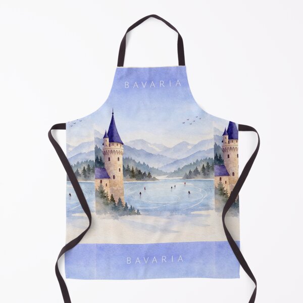 Item preview, Bavaria Germany Winter Poster | Castle & Frozen Lake Illustration | Alpine Travel Wall Art designed and sold by Witsprings.