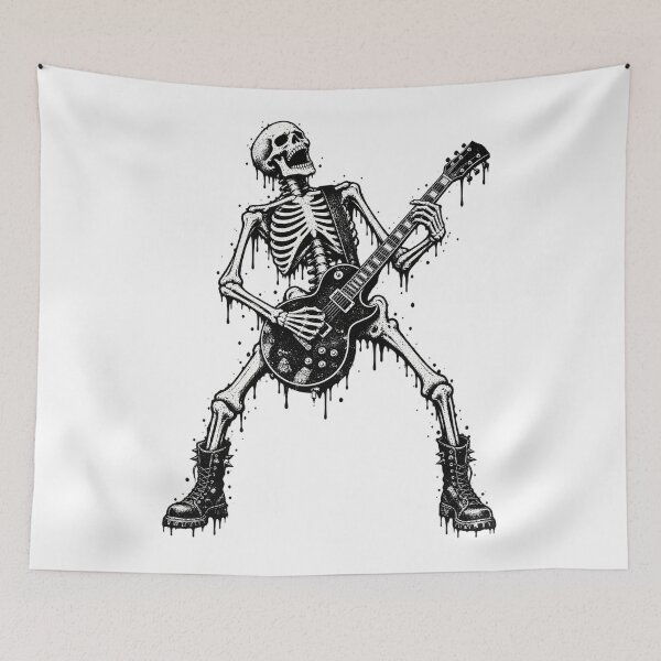 Item preview, Skeleton Guitarist – Heavy Metal Rock & Roll Skull Art designed and sold by WolfmanProphecy.