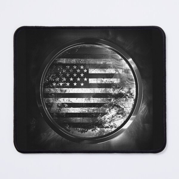 Artikelvorschau, Abgenutztes amerikanisches Flaggenemblem, patriotisches USA-Grunge-Schwarzweiß-Kunst entworfen und verkauft von inkoutninja.