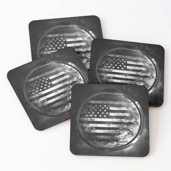 Item preview, Distressed American Flag Emblem Patriotic USA Grunge Black and White Art designed and sold by inkoutninja.