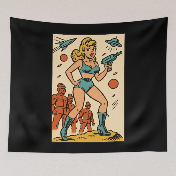 Item preview, Retro Space Pinup Ray Gun Cosmic Adventure designed and sold by Victor Shadehorn.