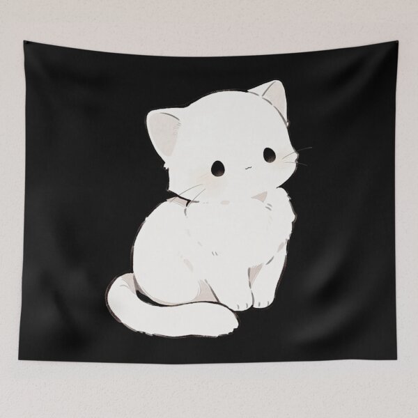Item preview, cute white kitten sitting kawaii designed and sold by Stephanie351.