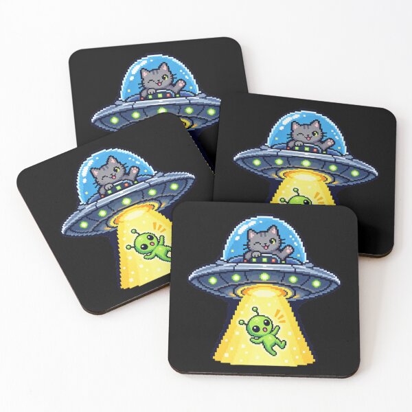 Item preview, Cat UFO Abduction Cute Pixel Space Alien Design designed and sold by Nol1ytv.