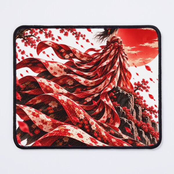 Item preview, Japanese Women's T-shirt – Red Kimono, Rising Sun and Flowers designed and sold by J-Impression.