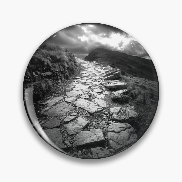 Item preview, Rocky Mountain Hiking Trail Dramatic Black and White Wilderness Landscape designed and sold by inkoutninja.