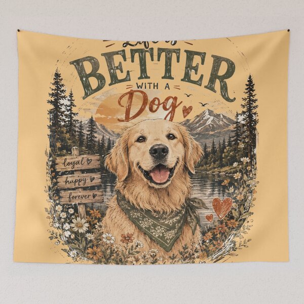 Item preview, Life Is Better With A Dog - Golden Retriever Hiking designed and sold by GenZFashion000.