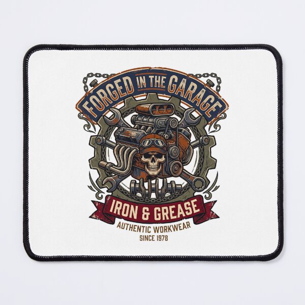 Item preview, Forged in the Garage - Iron & Grease Mechanic Skull designed and sold by rich-moda.