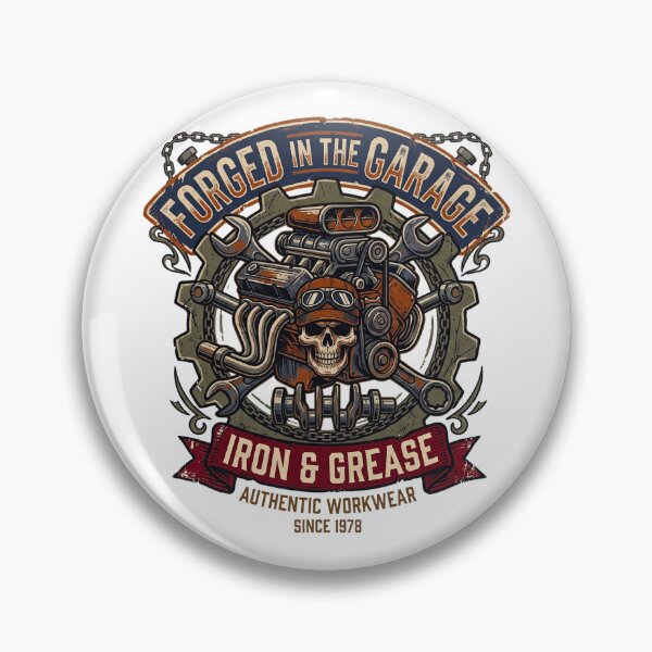 Item preview, Forged in the Garage - Iron & Grease Mechanic Skull designed and sold by rich-moda.