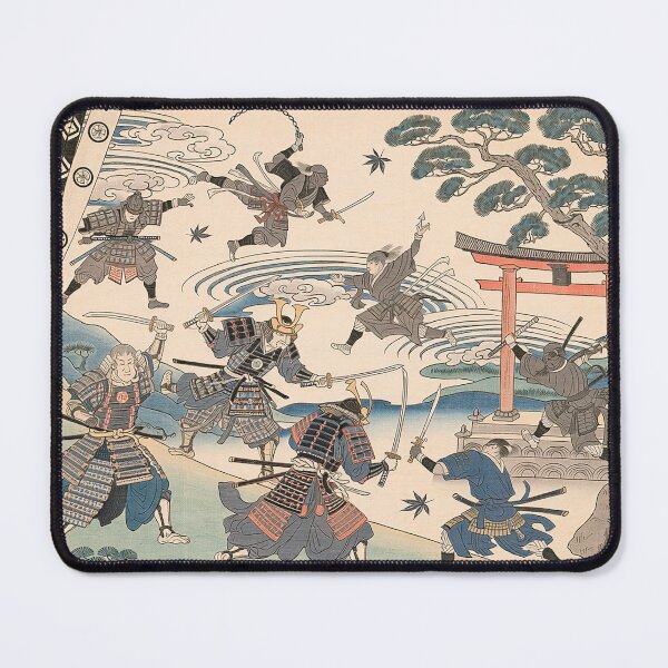 Item preview, The Sacred Duel - Vintage Ukiyo-e Samurai Battle Art designed and sold by whiteblackcat.