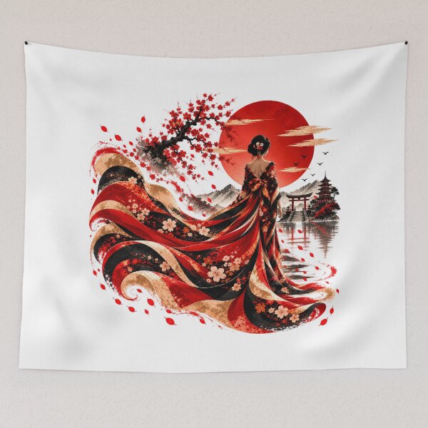Item preview, Women's Japan Kimono T-shirt – Sakura, Torii and Red Sun designed and sold by J-Impression.