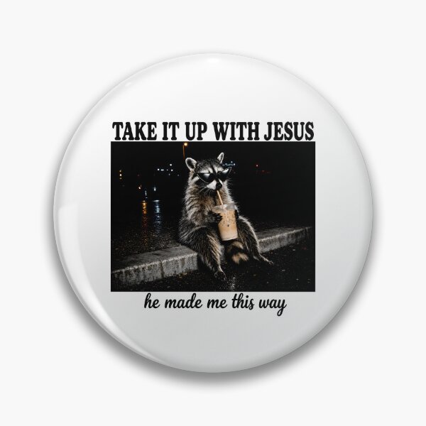 Item preview, Take It Up With Jesus Raccoon Holding Bubble Tea designed and sold by hannartbaker.
