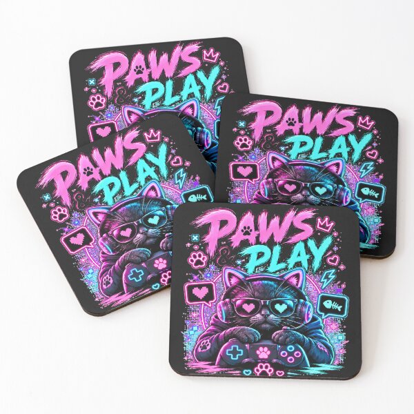 Item preview, Paws & Play – Neon Gamer Cat designed and sold by Revyra Design .