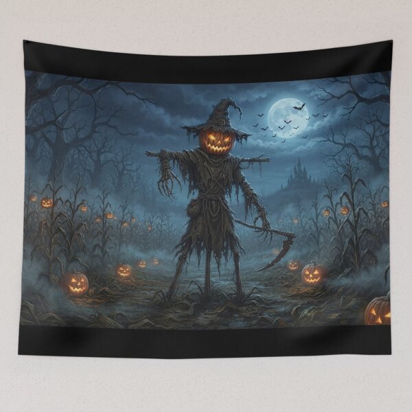 Item preview, Spooky Scarecrow Pumpkin Head Halloween Night Art designed and sold by AfresStudio.