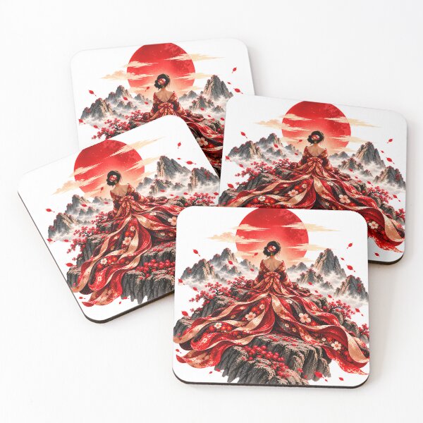 Item preview, Women's Japan Kimono T-shirt – Mountains, Sakura and Red Sun designed and sold by J-Impression.