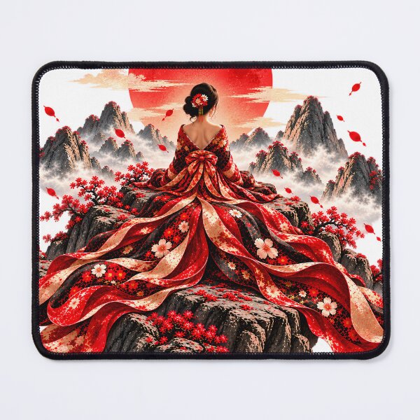 Item preview, Women's Japan Kimono T-shirt – Mountains, Sakura and Red Sun designed and sold by J-Impression.