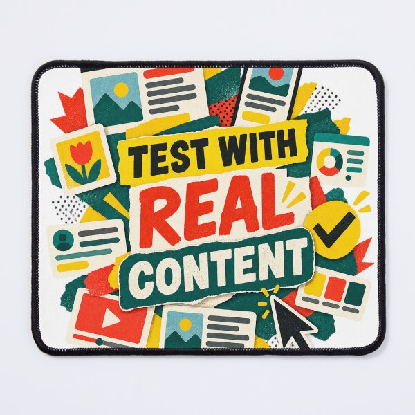Item preview, Test With Real Content UX designed and sold by Shope Buzz.