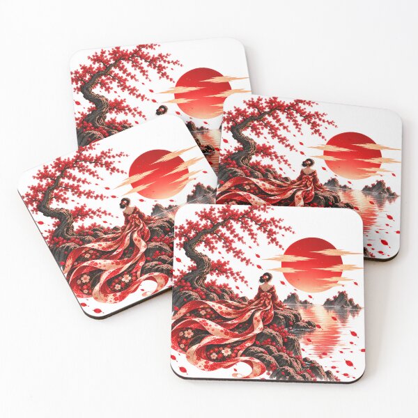 Item preview, Women's Japan Kimono T-shirt – Sakura, Lake and Red Sun designed and sold by J-Impression.