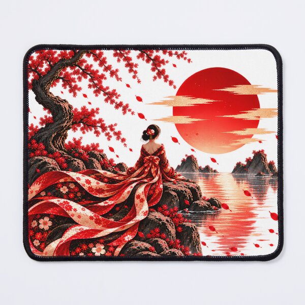 Item preview, Women's Japan Kimono T-shirt – Sakura, Lake and Red Sun designed and sold by J-Impression.