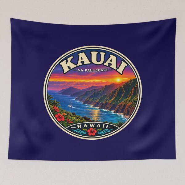 Item preview, Kauai Na Pali Coast Hawaii Vintage Travel Badge designed and sold by Swanny's Custom T-shirt and Gift Designs.