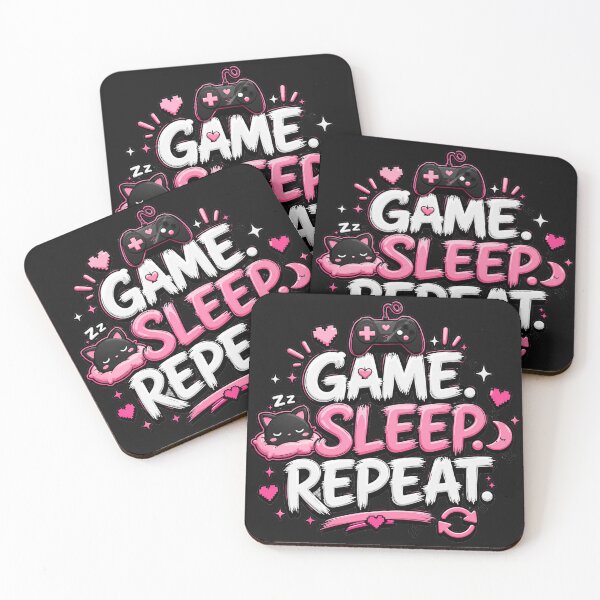Item preview, Game Sleep Repeat – Cute Gamer Typography Poster designed and sold by Revyra Design .