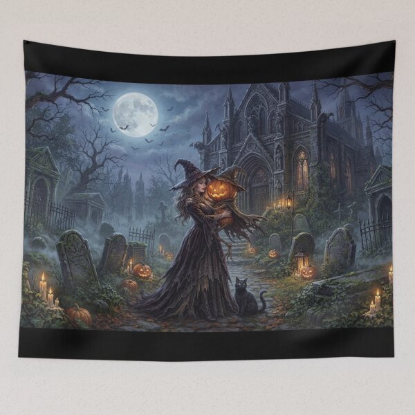 Item preview, Witching Hour Graveyard Pumpkin Moon Halloween Art designed and sold by AfresStudio.