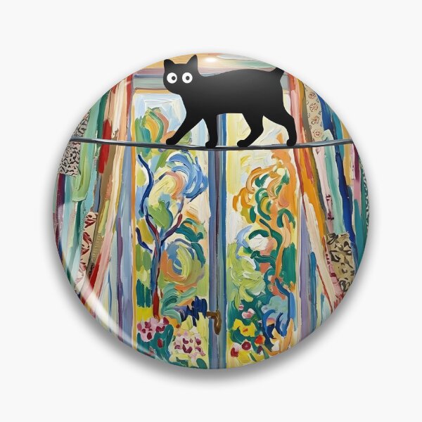 Item preview,  Acrobatic Black Cat Walking Curtain Rod Matisse Style Print designed and sold by DuckOddity.