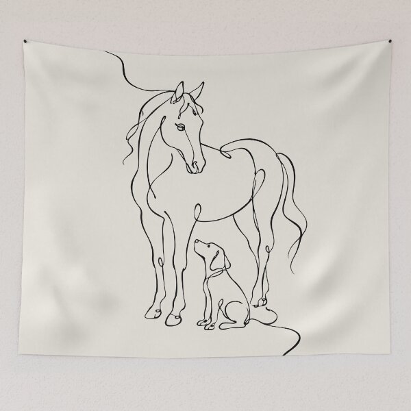 Item preview, Outline Drawing of Dog with Horse Lineart designed and sold by FemmePod.