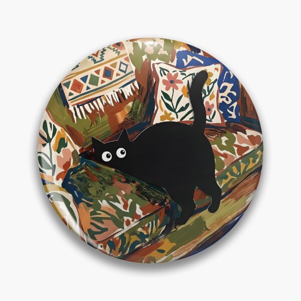 Item preview, Funny Black Cat Digging Sofa Cushions Matisse Style Art Print designed and sold by DuckOddity.