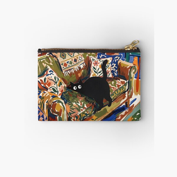 Item preview, Funny Black Cat Digging Sofa Cushions Matisse Style Art Print designed and sold by DuckOddity.