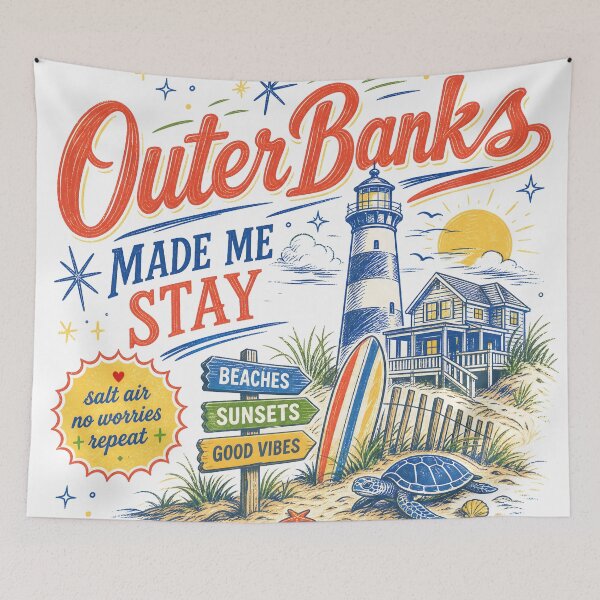 Item preview, Outer Banks Made Me Stay Vintage Beach Design designed and sold by castillomiami.