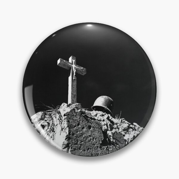 Item preview, Military Cross and Helmet Memorial Christian Faith Fallen Soldier Black and White Art designed and sold by inkoutninja.