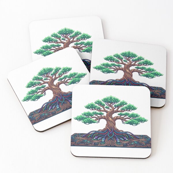 Item preview, Cyberpunk Bonsai Tree Neon Circuit Board Sticker designed and sold by TechNexusPrints.