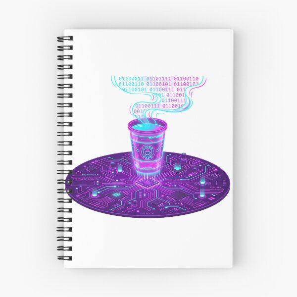 Item preview, Futuristic Holographic Coffee Cup Neon Binary Code Sticker designed and sold by TechNexusPrints.