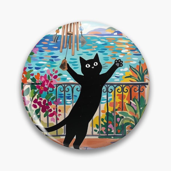 Item preview, Leaping Black Cat Playing Wind Chime Matisse Style Art Print designed and sold by DuckOddity.