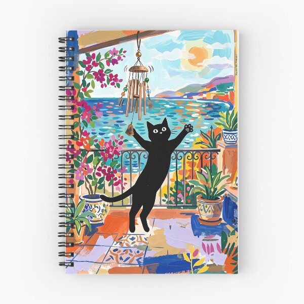 Item preview, Leaping Black Cat Playing Wind Chime Matisse Style Art Print designed and sold by DuckOddity.