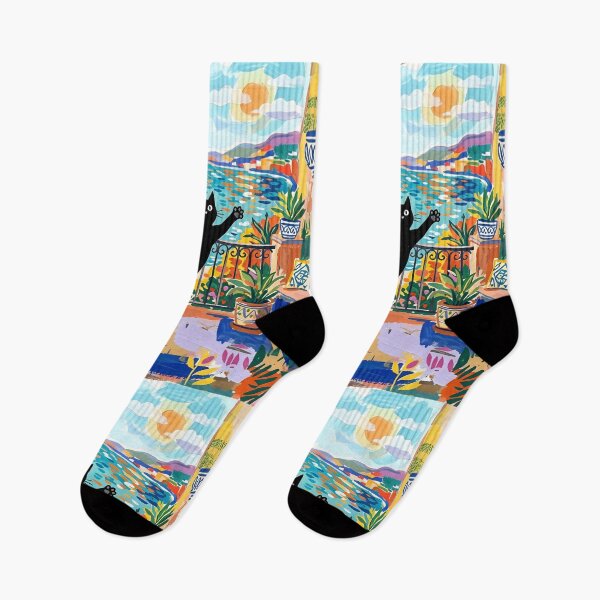 Item preview, Leaping Black Cat Playing Wind Chime Matisse Style Art Print designed and sold by DuckOddity.