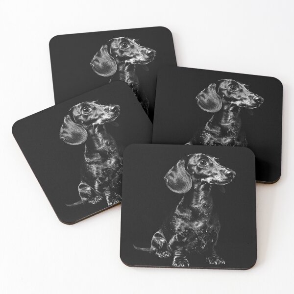 Item preview, Black Dachshund Portrait Monochrome Sausage Dog Art designed and sold by inkoutninja.
