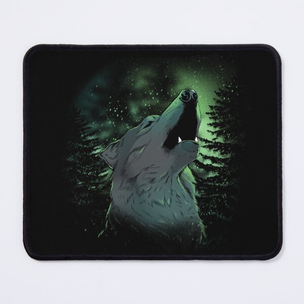 Item preview, Howling Wolf Northern Lights Green Forest Nature designed and sold by Hilal-Studio.