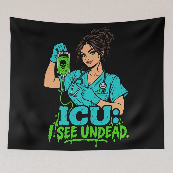 Item preview, ICU Nurse I See Undead Halloween Zombie Nurse IV Bag designed and sold by Uglyandcute.