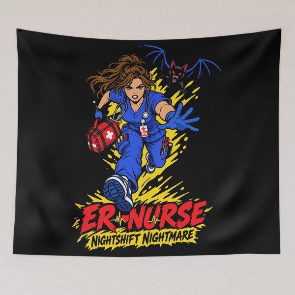 Item preview, ER Nurse Nightshift Nightmare Halloween Running Nurse with Bat designed and sold by Uglyandcute.