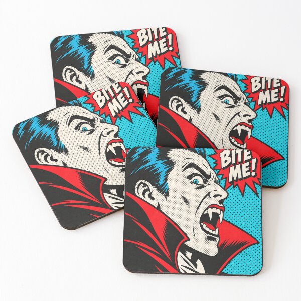 Item preview, Retro Pop Art BITE ME! Dracula Vampire – Vintage Halloween Horror Comic Book Art designed and sold by WolfmanProphecy.