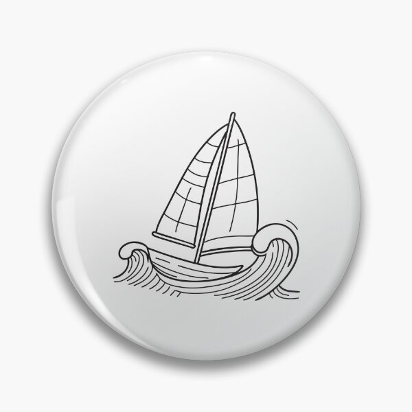 Item preview, Doodle illustration of a sailboat gliding through waves with full sail designed and sold by rasagamastore.