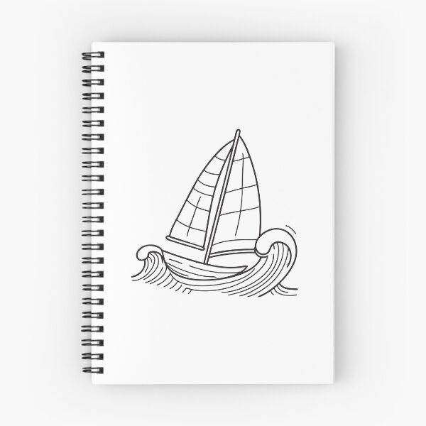 Item preview, Doodle illustration of a sailboat gliding through waves with full sail designed and sold by rasagamastore.